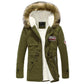 Men’s Winter Padded Army Green Parka with Fur Collar