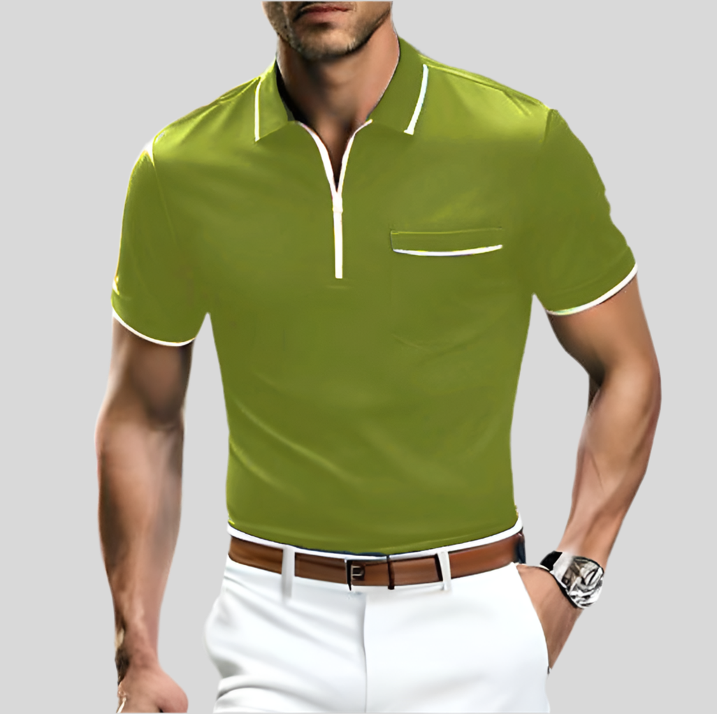 Summer Men’s Zipper Pocket Casual Sports Polo Shirt