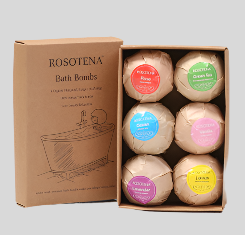 Organic Bath Bombs (6-Pack) - Mint, Lavender, Rose Scented