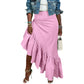 Solid Color Irregular Ruffled Skirt