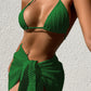 3pcs Halterneck Backless Bikini Set with Mesh Skirt