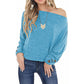 Women’s Off-shoulder Button Detail Long Sleeve Casual T-shirt