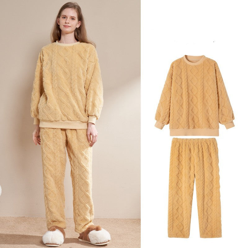 Thickened Fleece-lined Coral Fleece Pajamas for Women