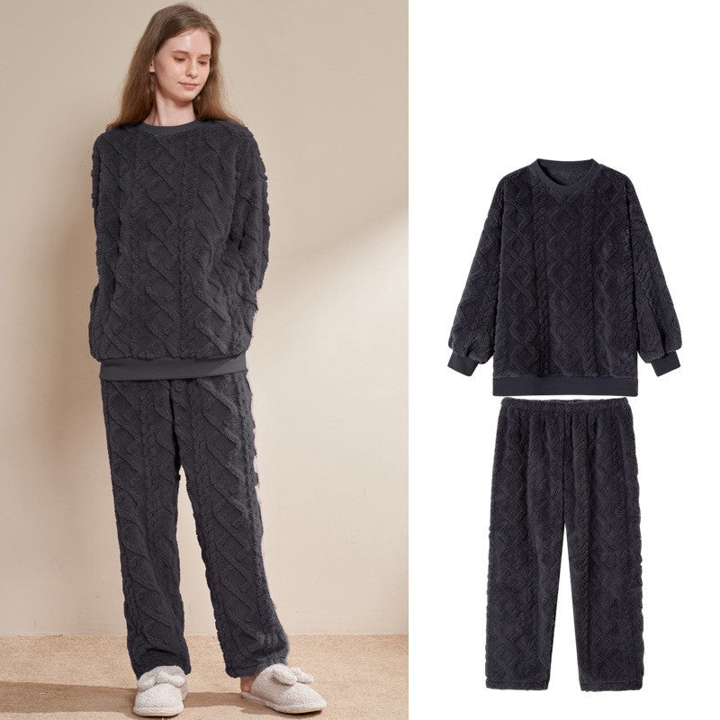 Thickened Fleece-lined Coral Fleece Pajamas for Women