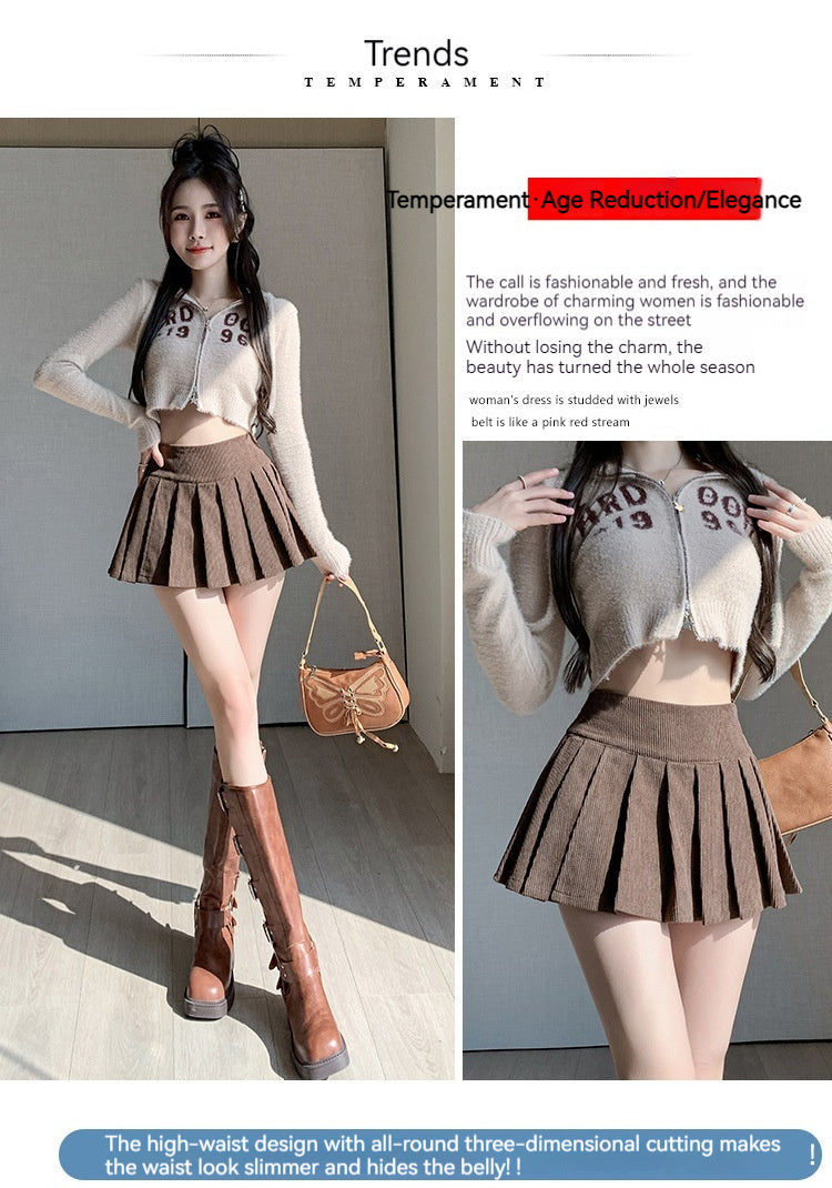 High-Waist Pleated A-Line Skirt