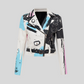 Graffiti Print Rivet Motorcycle Jacket