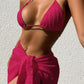 3pcs Halterneck Backless Bikini Set with Mesh Skirt