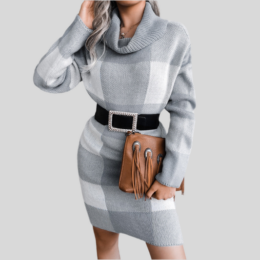 PlaidChic Turtleneck Sweater Dress