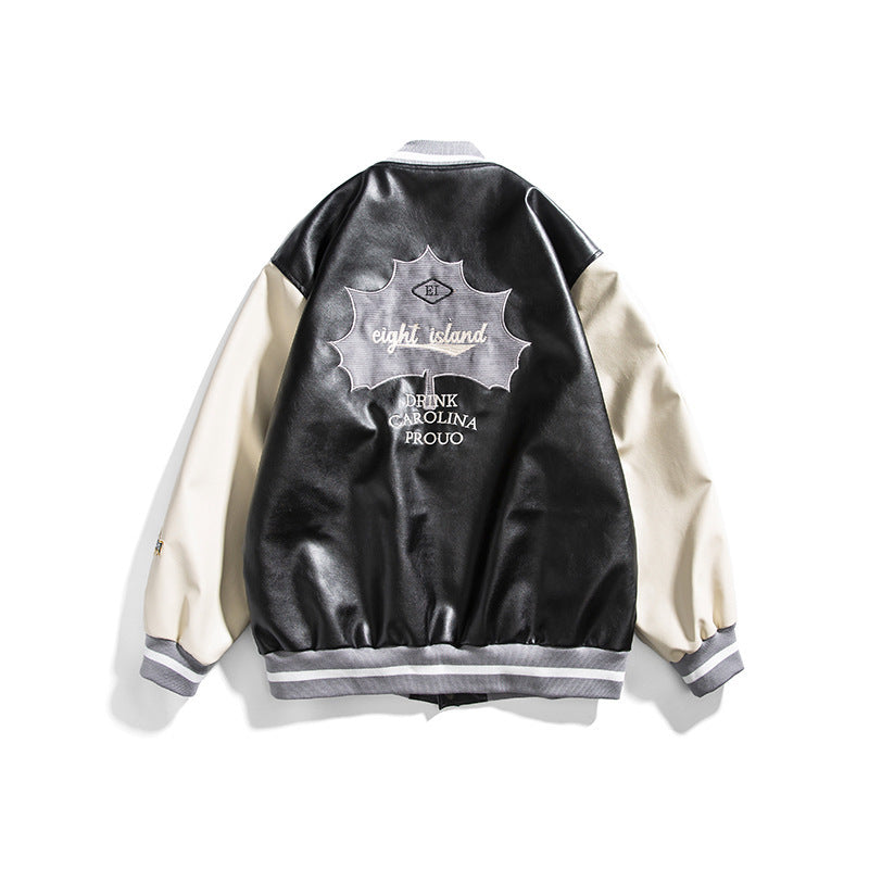 Trend Color Block Letter Bomber Jacket