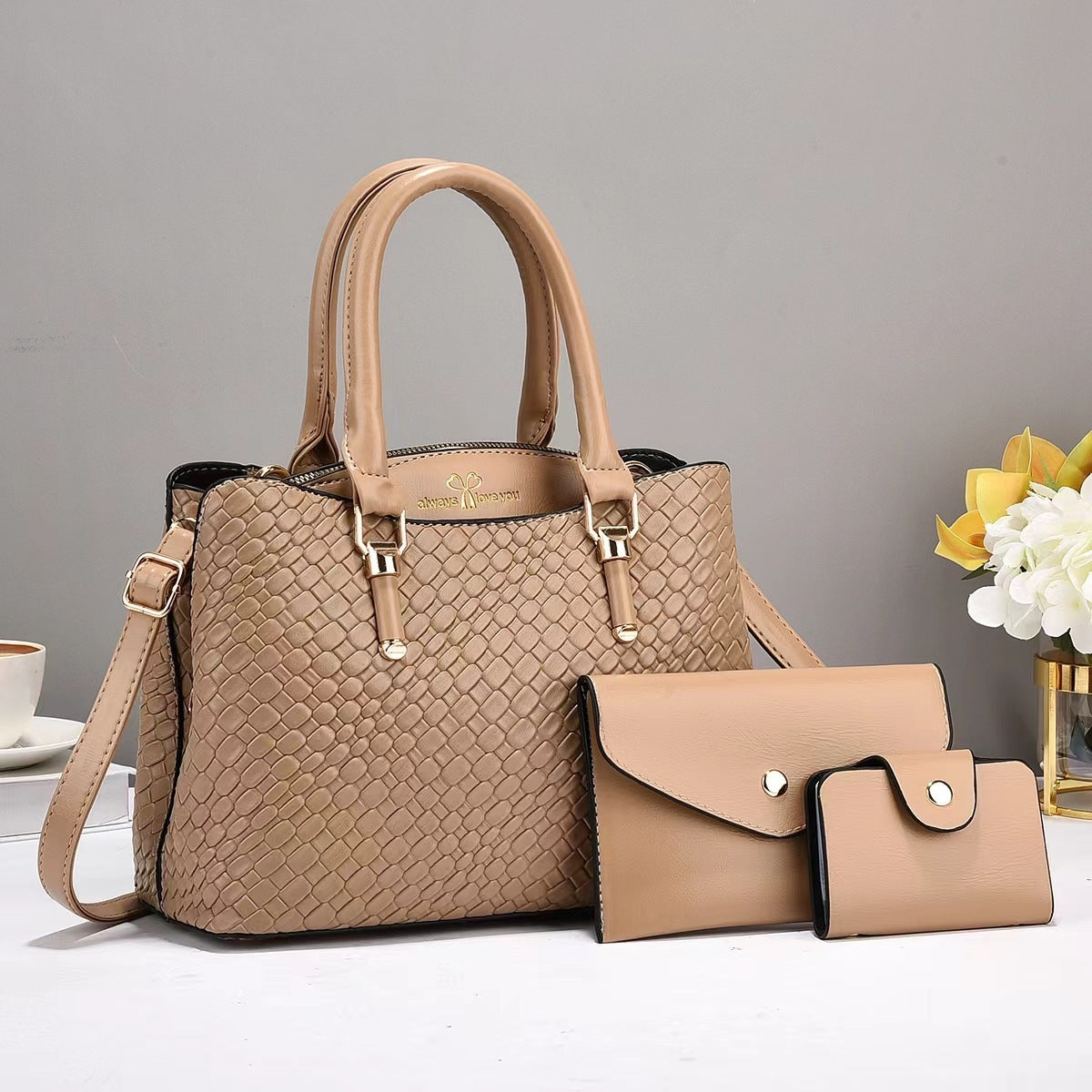 LuxeWeave One-Shoulder 3-Piece Bag Set