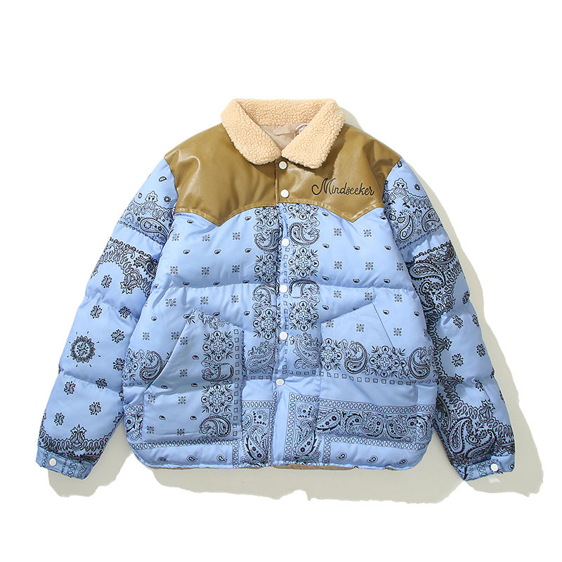 Men’s Quilted Jacket with Cashew Flower Stitching