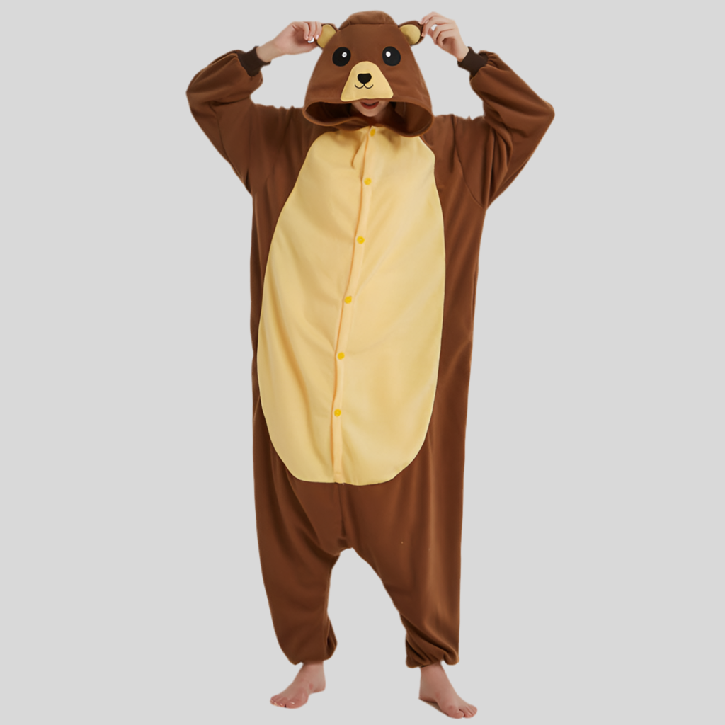 Fuzzy Brown Bear Polar Fleece Onesie