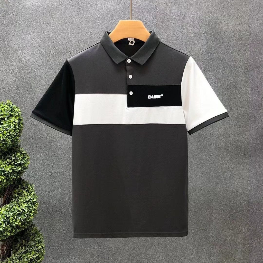 Trend Stitching Contrast Polo Shirt