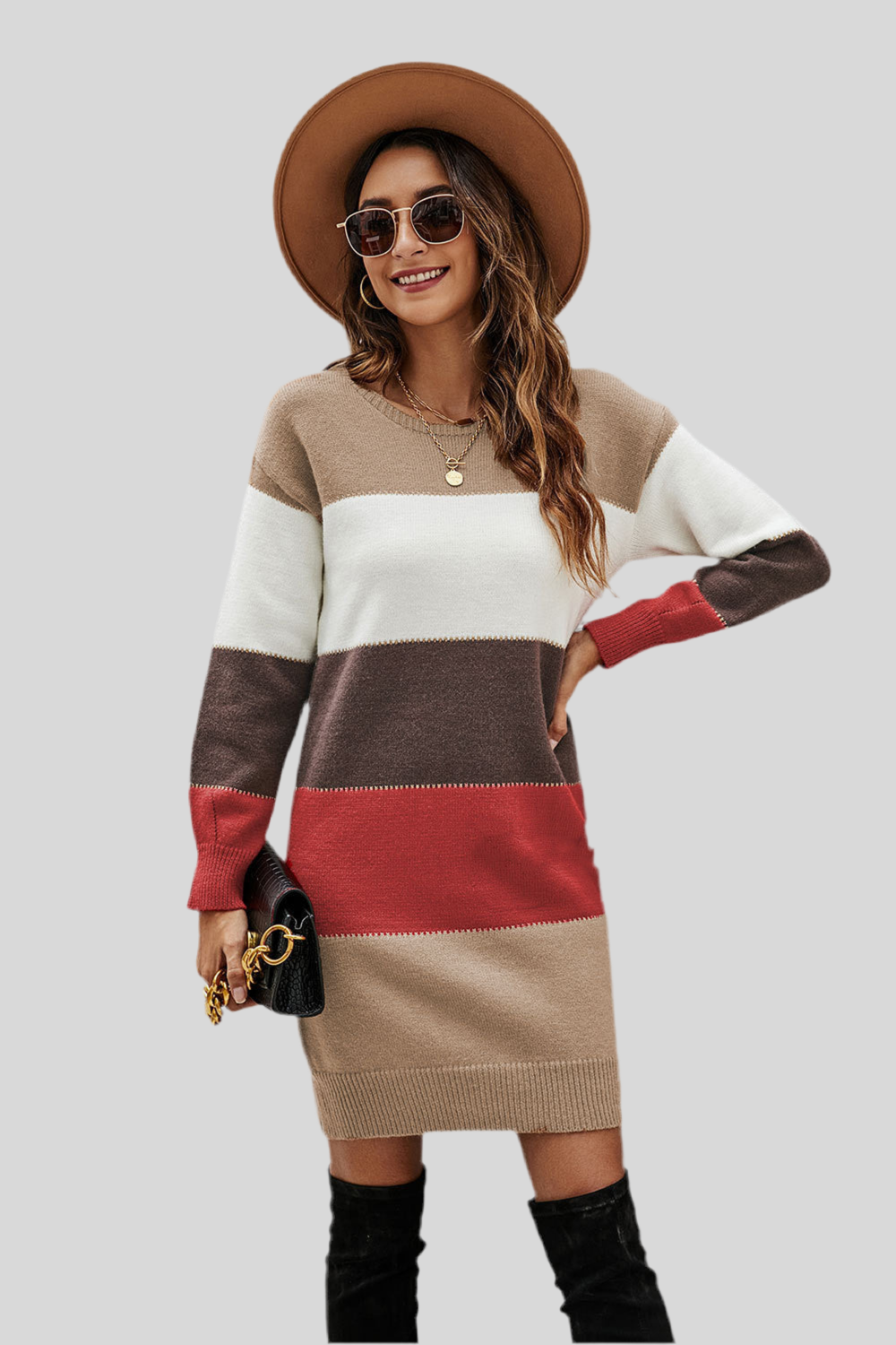 ColorMix Round Neck Knit Dress