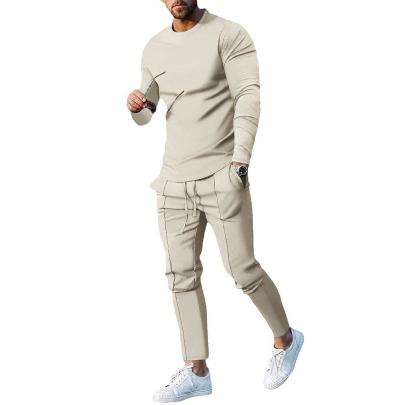 Men’s Plain Casual Two-Piece Set