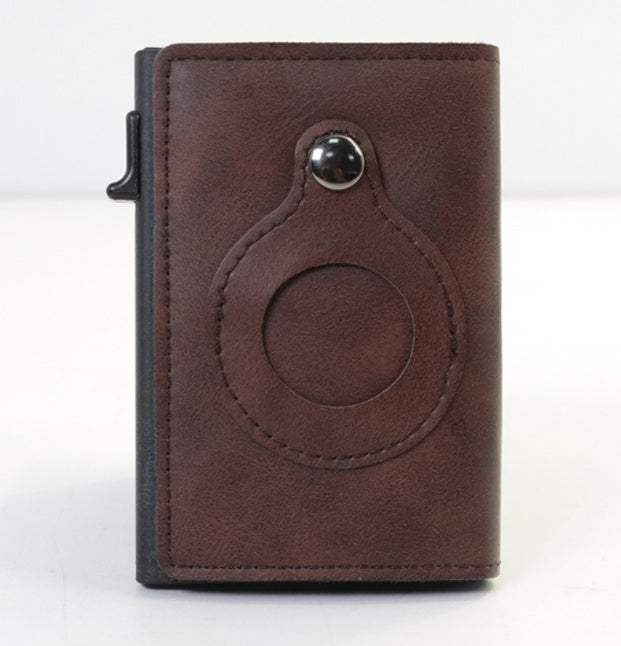 Men’s Leather AirTag RFID Anti-Theft Slim Wallet