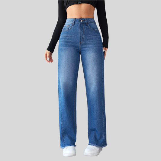 Fashion High-Waist Non-Elastic Wide-Leg Jeans for Women