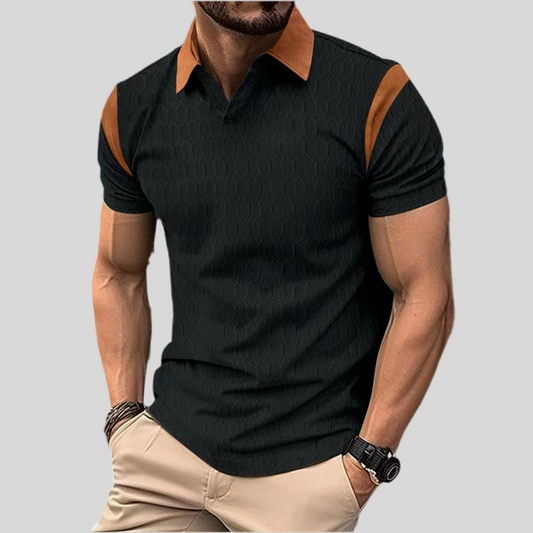 Men’s Waffle Jacquard Solid Polo Shirt