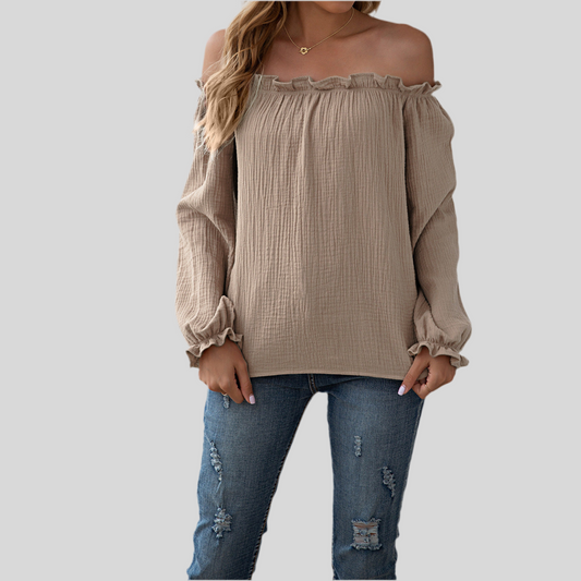 One-Shoulder Solid Casual Tee