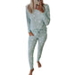 Printed Long Sleeve Pajama Set - Casual Homewear