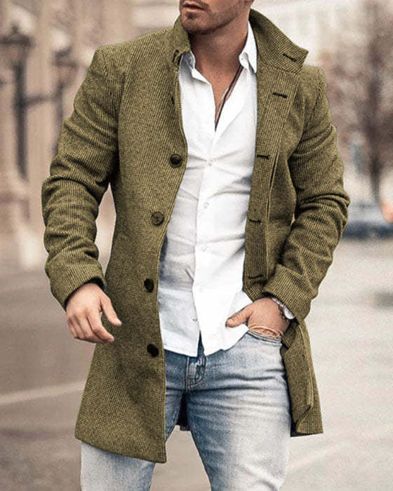 Men’s Woolen Stand Collar Casual Coat