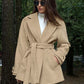 Retro Khaki Suit Collar Trench Coat