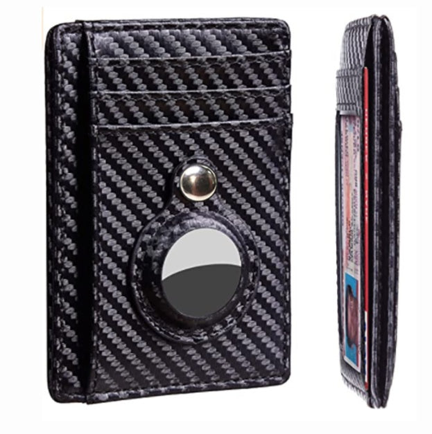 Men’s Leather AirTag RFID Anti-Theft Slim Wallet