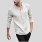 Men Vintage White Linen Button Shirt