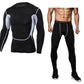 Mens Fitness Gym Suit with Long-Sleeve Tights and Quick-Dry Trousers