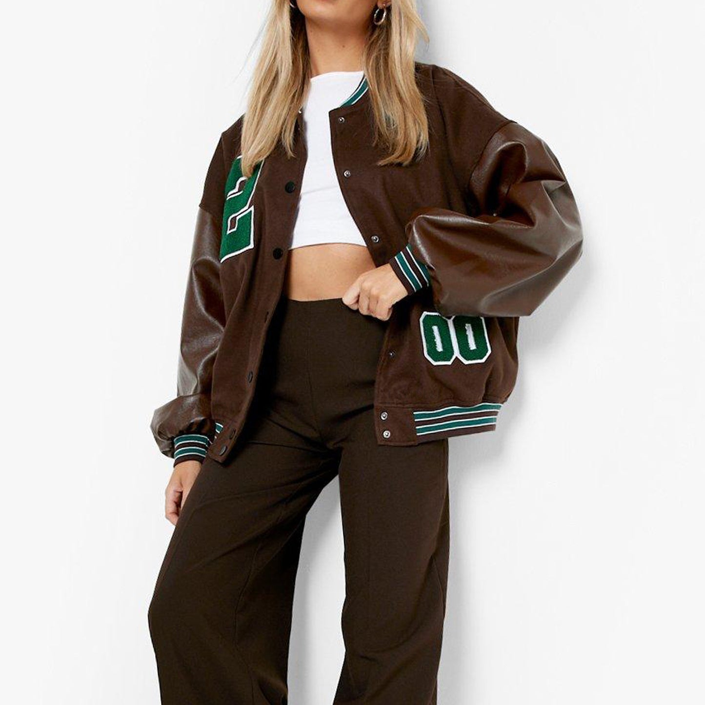 Varsity Style Brushed Winter Jacket