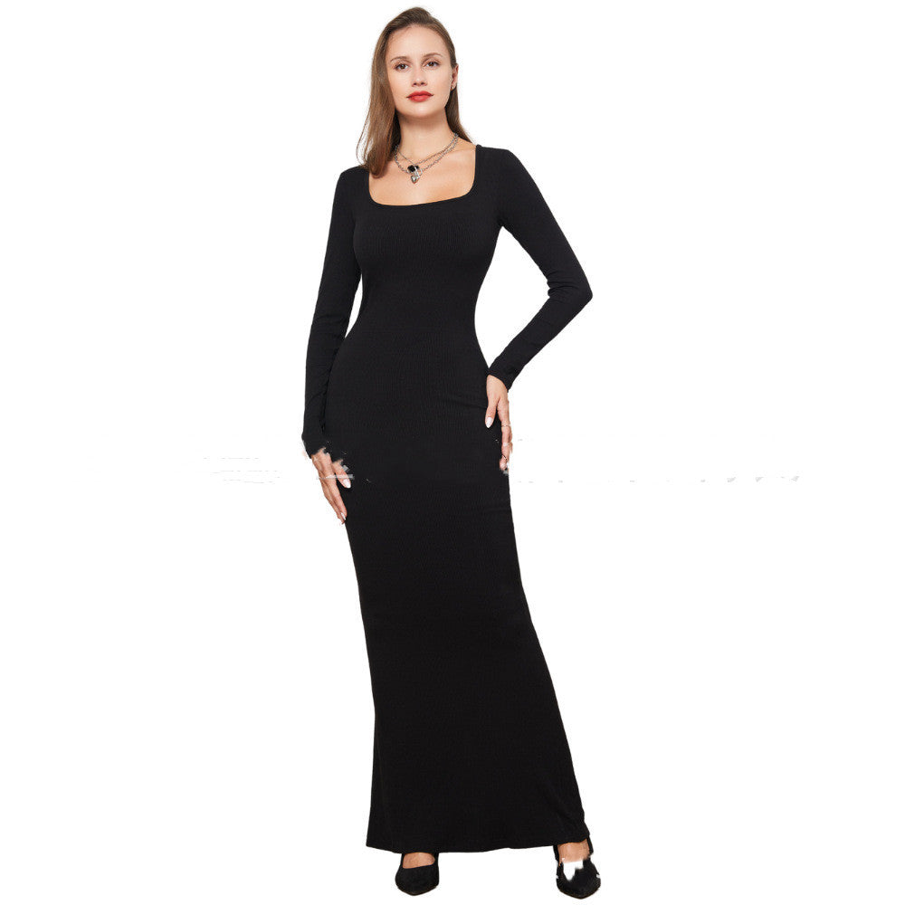 Dual-Layer Sculpting Long Sleeve Dress