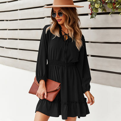 Autumn-Winter Long Sleeve A-Line Waist Dress