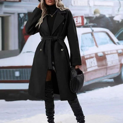 Elegant Double-Breasted Trench Coat with Belt