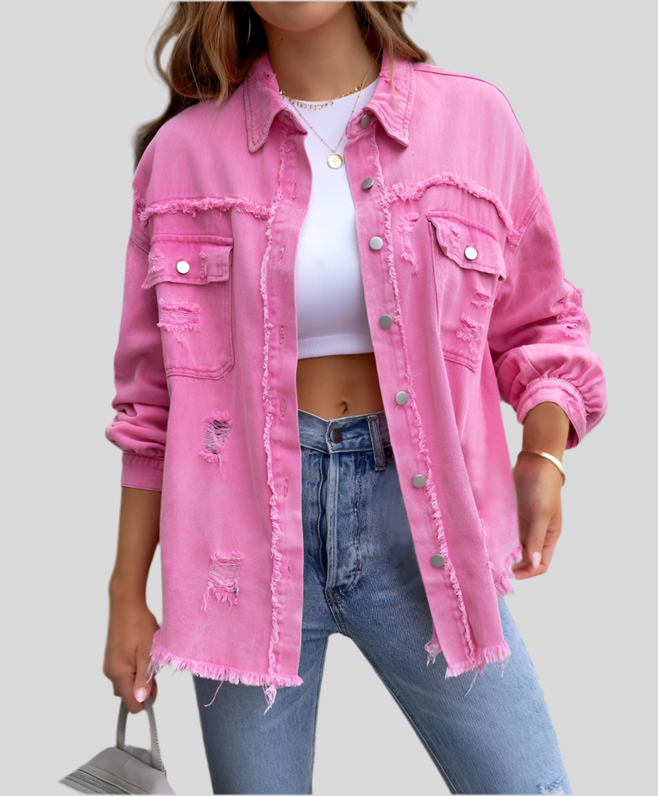 Women’s Oversized Distressed Denim Jacket