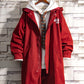 Red Solid Color Mid-length Windbreaker Jacket