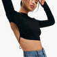 Curved Hem Backless Tie Crop Top