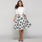 Polka Dot Round Mid-Length Skirt with Wide Hem