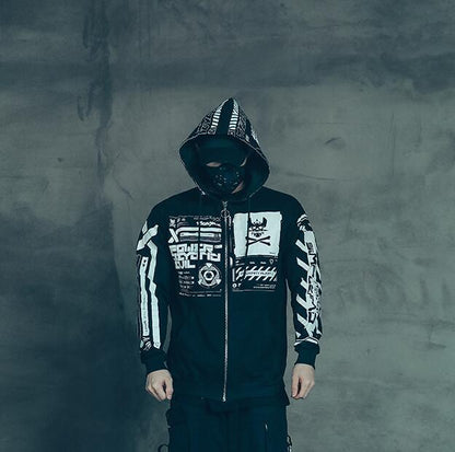 Punk Two-Dimensional Hooded Sweater Streetwear Coat