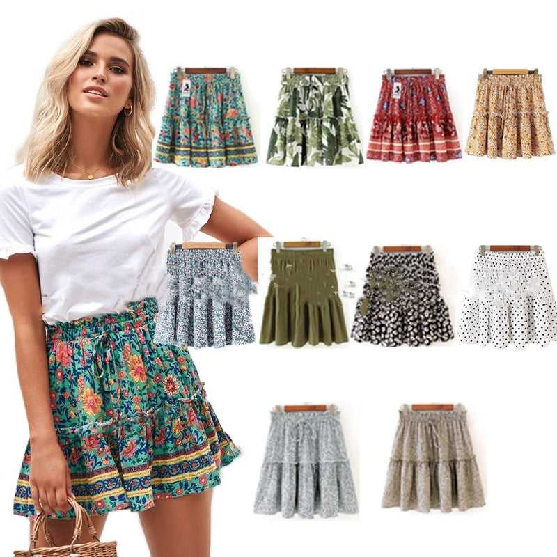 Slim Lace Print Multi-Color Skirt