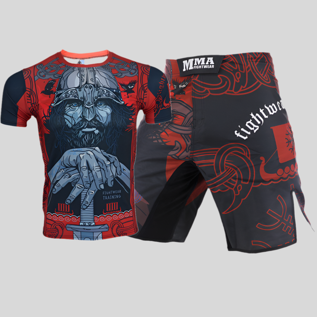 Mens T-Shirt and Boxing Shorts Rashguard Set