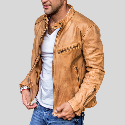 Punk Men Motorcycle Leather Jacket