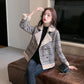 Plaid Luxe Woolen Fur Coat