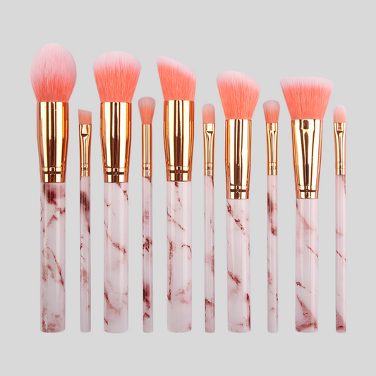 10-Piece Marble Makeup Brush Set