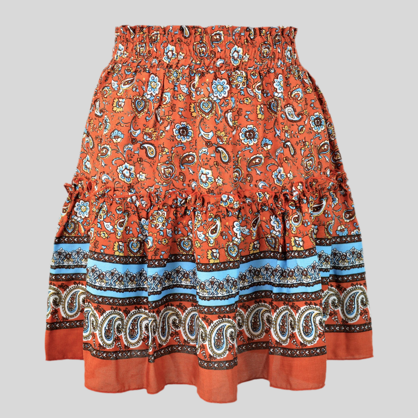 Flared Boho A-Line Pleated Mini Skirt