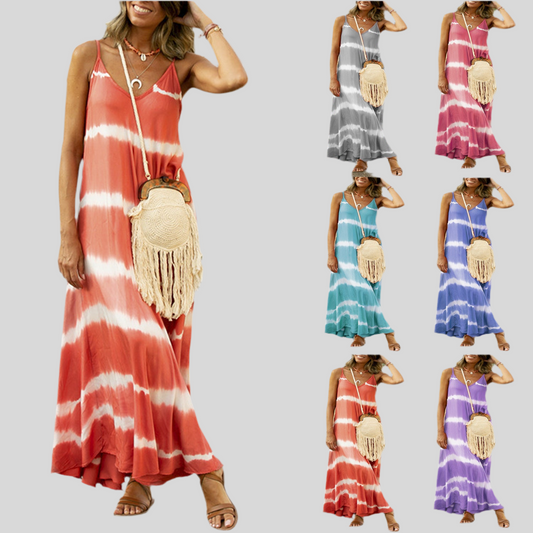 Printed Striped Maxi Dress