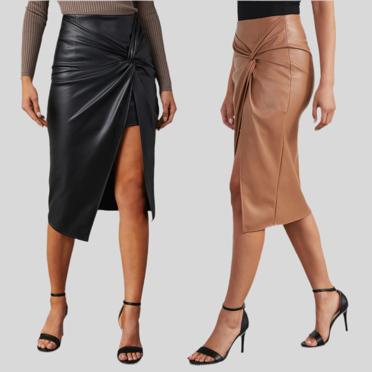 Mid-length Split Leather Skirt