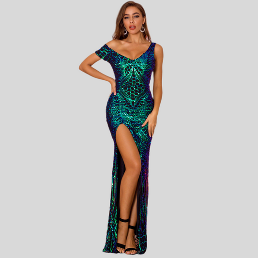 Vintage Glam Strapless Sequin Dress