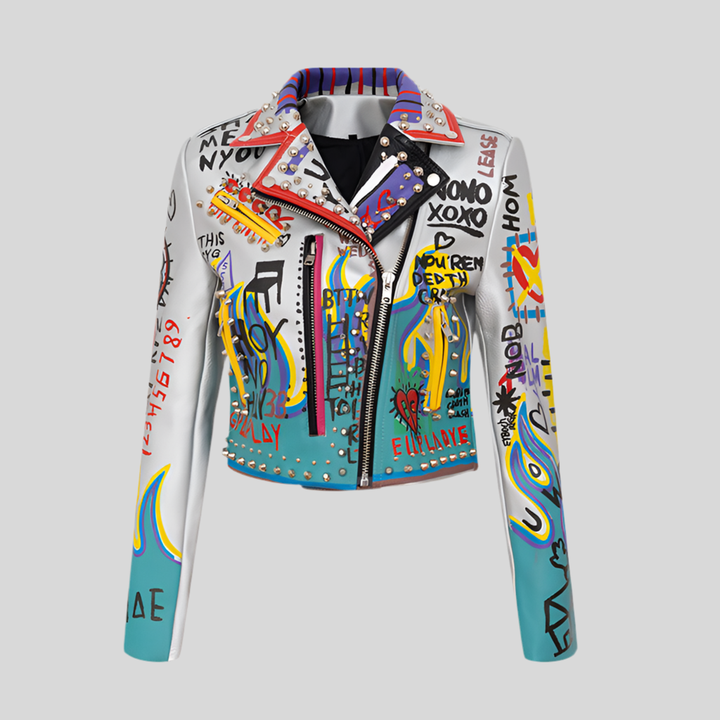 Women's Printed Contrast Color Motorcycle Suit