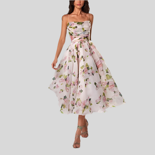 Strapless Floral Swing Dress