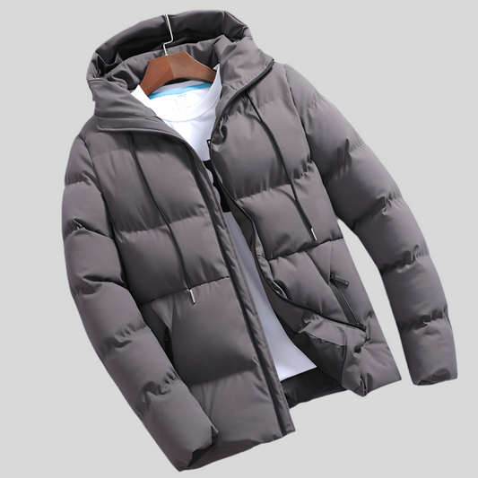 Winter Men's Solid Color Hooded Padded Coat